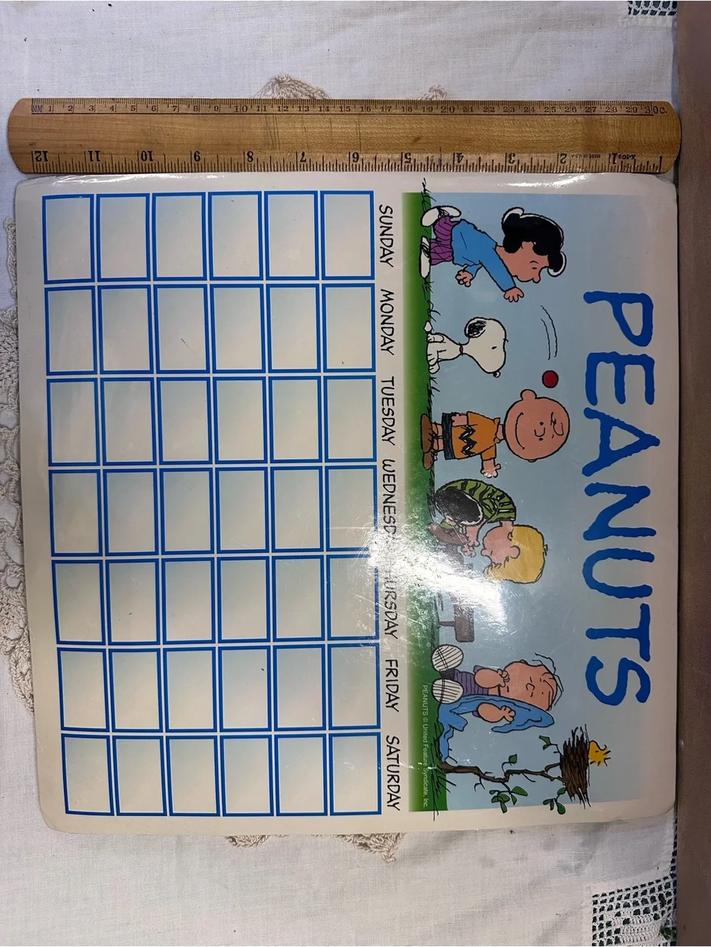 Peanuts Weekly Dry-Erase Chore/Calendar Board - vintage family organizer